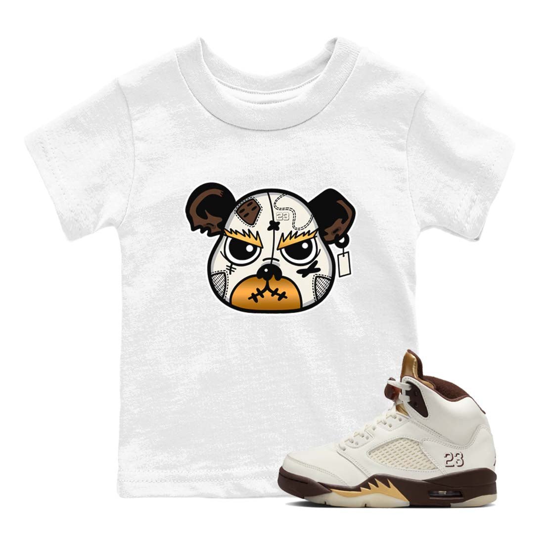 5s Golden Ticket shirts to match jordans  Sneaker Bear Face shirts to match jordans Air Jordan 5 Golden Ticket match shoes to clothes SNRT Sneaker Tees Youth Baby White 1 tee