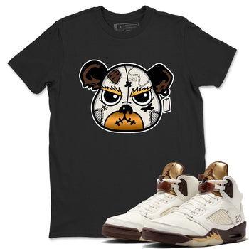 5s Golden Ticket shirts to match jordans  Sneaker Bear Face shirts to match jordans Air Jordan 5 Golden Ticket match shoes to clothes SNRT Sneaker Tees unisex cotton Black 1 shirts