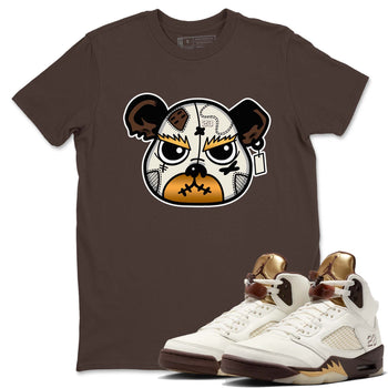 5s Golden Ticket shirts to match jordans  Sneaker Bear Face shirts to match jordans Air Jordan 5 Golden Ticket match shoes to clothes SNRT Sneaker Tees unisex cotton Dark Chocolate 1 shirts