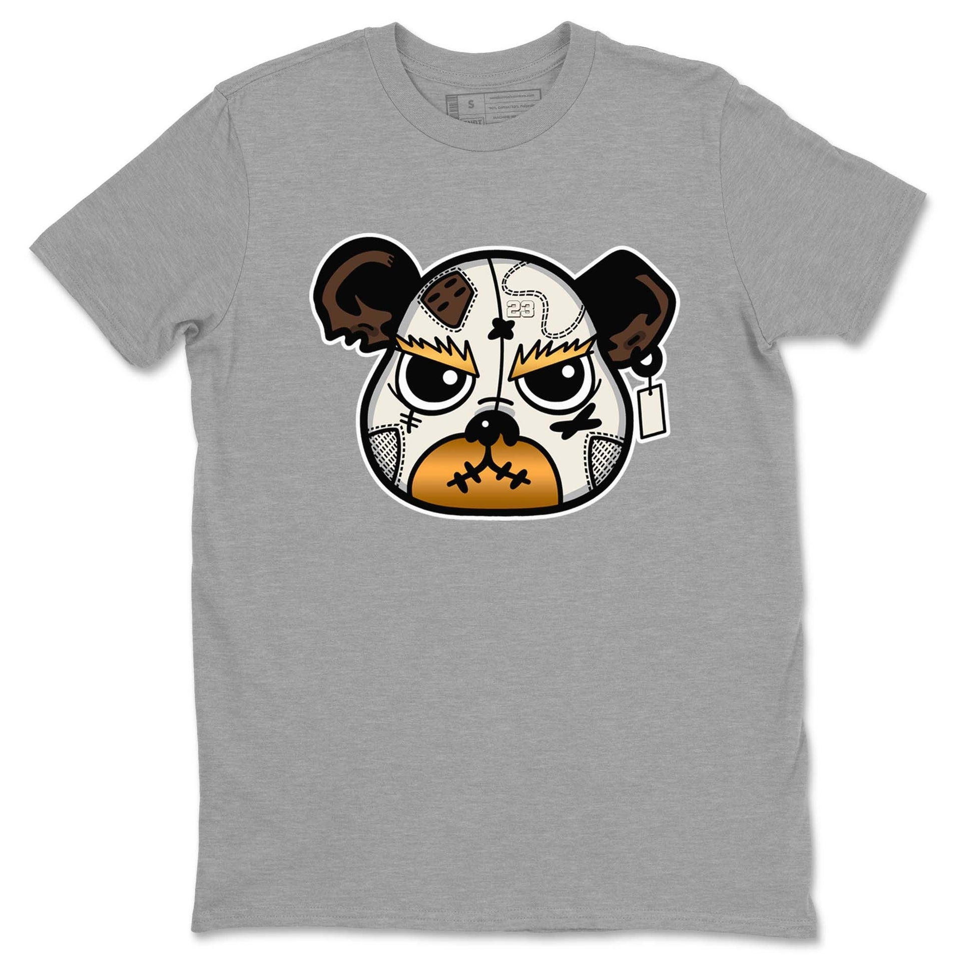5s Golden Ticket shirts to match jordans  Sneaker Bear Face shirts to match jordans Air Jordan 5 Golden Ticket match shoes to clothes SNRT Sneaker Tees unisex cotton Heather Grey 2 shirts