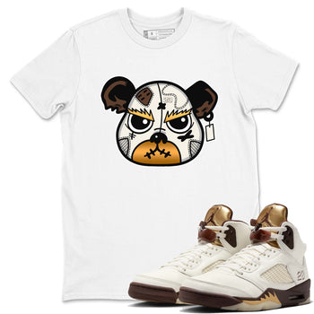 5s Golden Ticket shirts to match jordans  Sneaker Bear Face shirts to match jordans Air Jordan 5 Golden Ticket match shoes to clothes SNRT Sneaker Tees unisex cotton White 1 shirts