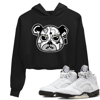 5s White Black shirts to match jordans Sneaker Bear Face sneaker match tees Air Jordan 5 Retro White Black match shoes to clothes SNRT Sneaker Tees unisex cotton Black 1 crop tee
