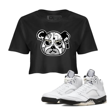 5s White Black shirts to match jordans Sneaker Bear Face sneaker match tees Air Jordan 5 Retro White Black match shoes to clothes SNRT Sneaker Tees unisex cotton Black 1 crop tee