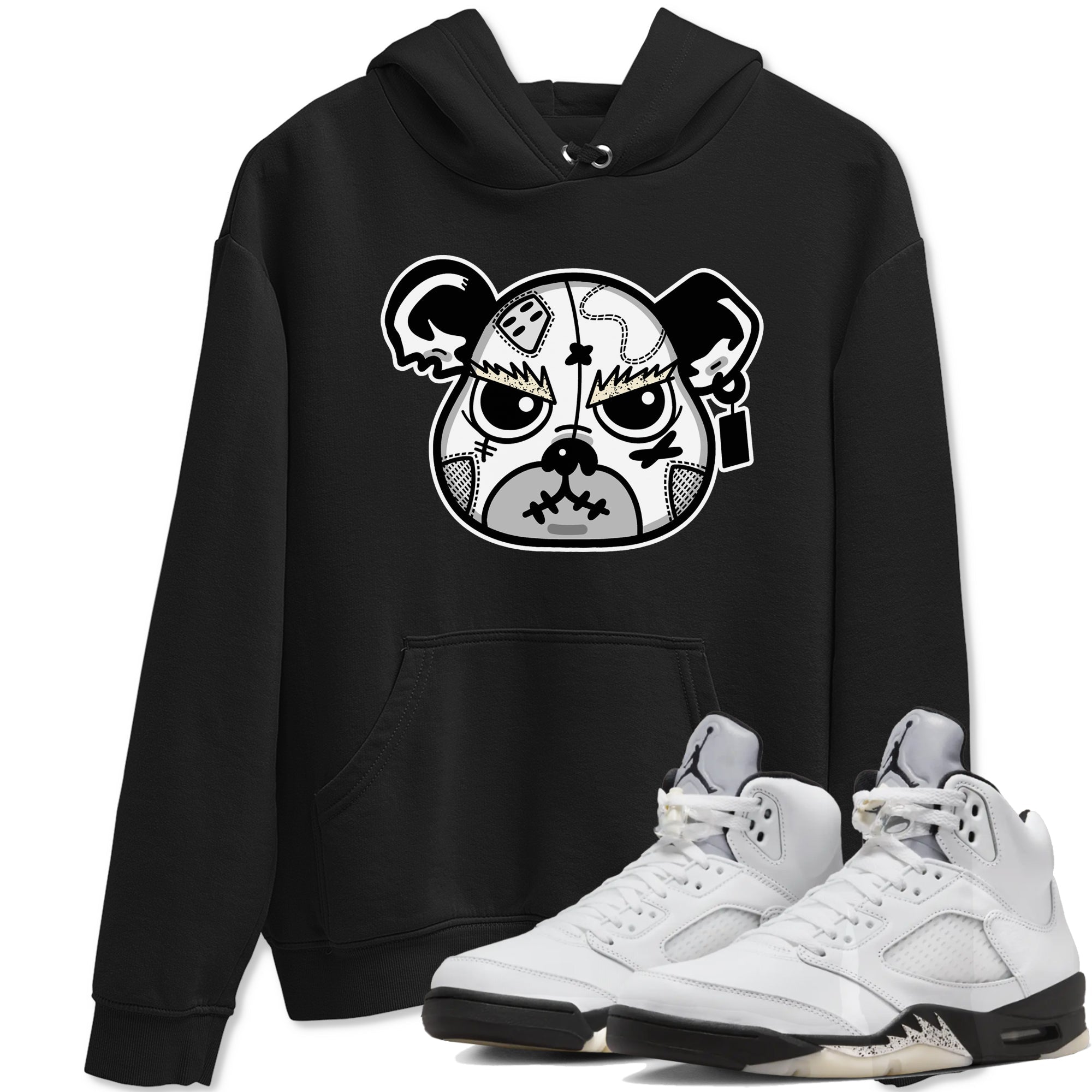 5s White Black shirts to match jordans Sneaker Bear Face sneaker match tees Air Jordan 5 Retro White Black match shoes to clothes SNRT Sneaker Tees unisex cotton Black 1 shirts