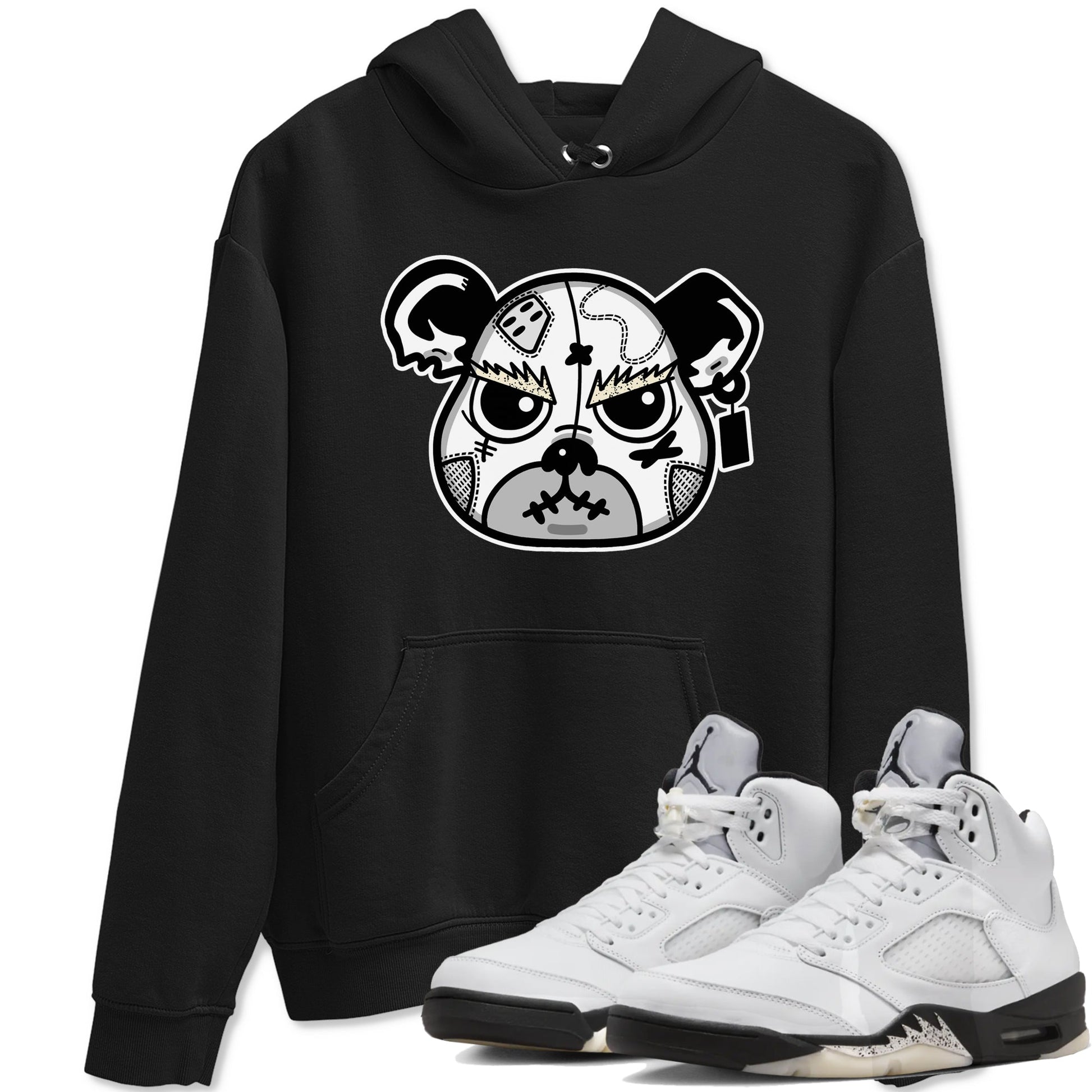 5s White Black shirts to match jordans Sneaker Bear Face sneaker match tees Air Jordan 5 Retro White Black match shoes to clothes SNRT Sneaker Tees unisex cotton Black 1 shirts