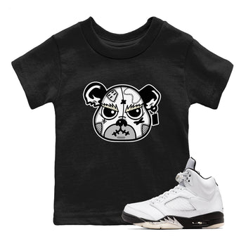 5s White Black shirts to match jordans Sneaker Bear Face sneaker match tees Air Jordan 5 Retro White Black match shoes to clothes SNRT Sneaker Tees Youth Baby Black 1 tee