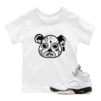 5s White Black shirts to match jordans Sneaker Bear Face sneaker match tees Air Jordan 5 Retro White Black match shoes to clothes SNRT Sneaker Tees Youth Baby White 1 tee