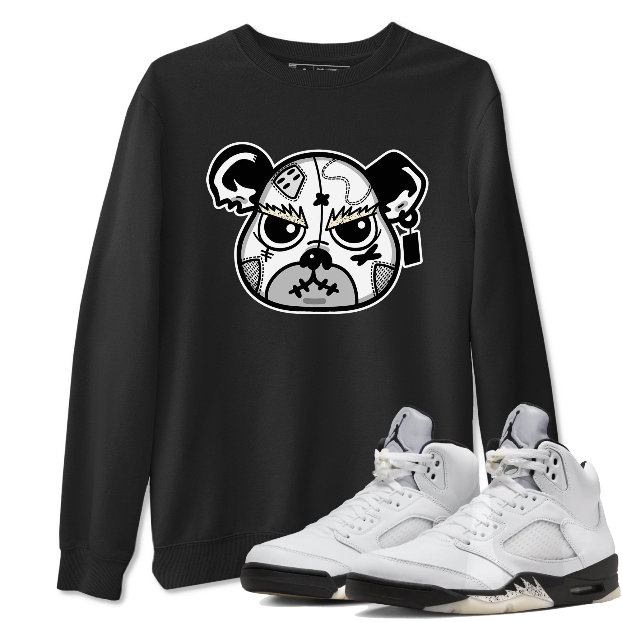 5s White Black shirts to match jordans Sneaker Bear Face sneaker match tees Air Jordan 5 Retro White Black match shoes to clothes SNRT Sneaker Tees unisex cotton Black 1 shirts