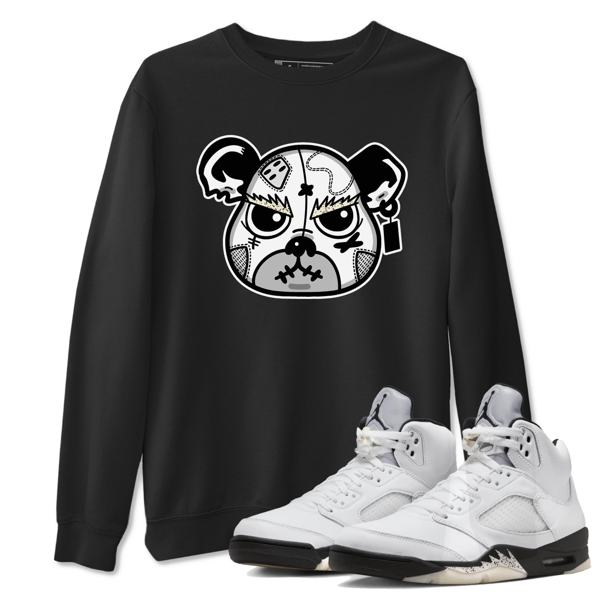 5s White Black shirts to match jordans Sneaker Bear Face sneaker match tees Air Jordan 5 Retro White Black match shoes to clothes SNRT Sneaker Tees unisex cotton Black 1 shirts