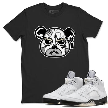 5s White Black shirts to match jordans Sneaker Bear Face sneaker match tees Air Jordan 5 Retro White Black match shoes to clothes SNRT Sneaker Tees unisex cotton Black 1 shirts