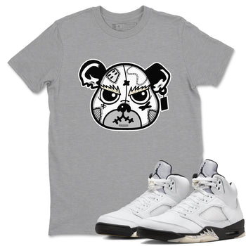 5s White Black shirts to match jordans Sneaker Bear Face sneaker match tees Air Jordan 5 Retro White Black match shoes to clothes SNRT Sneaker Tees unisex cotton Heather Grey 1 shirts