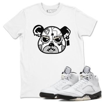 5s White Black shirts to match jordans Sneaker Bear Face sneaker match tees Air Jordan 5 Retro White Black match shoes to clothes SNRT Sneaker Tees unisex cotton White 1 shirts