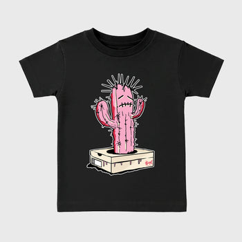 Perfect Sneakerhead Fashion Outfits – Sneaker Tees To Match Air Jordan 1 Low OG x Travis Scott Tropical Pink Shoes – Sneaker Box Cactus Kids Graphic T-Shirt Black 2
