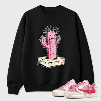 Perfect Sneakerhead Fashion Outfits – Sneaker Tees To Match Air Jordan 1 Low OG x Travis Scott Tropical Pink Shoes – Sneaker Box Cactus Graphic Tee Black 1