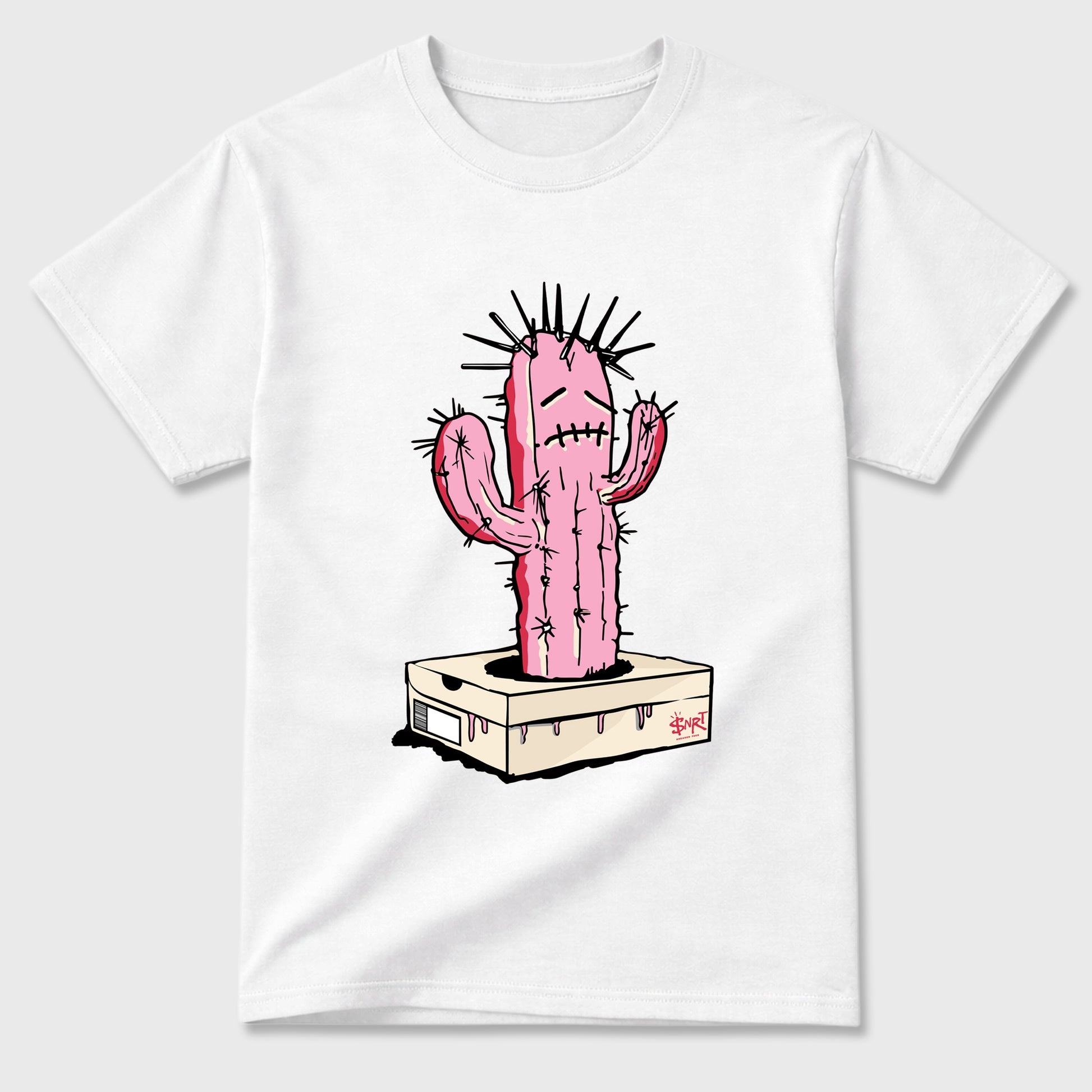 Perfect Sneakerhead Fashion Outfits – Sneaker Tees To Match Air Jordan 1 Low OG x Travis Scott Tropical Pink Shoes – Sneaker Box Cactus Graphic Tee White 2