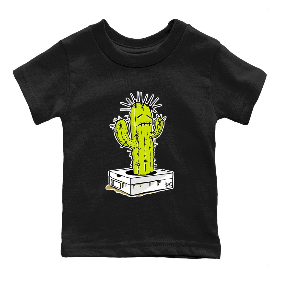 13s Bright Cactus shirts to match jordans Sneaker Box Cactus sneaker match tees AJ 13 Bright Cactus match shoes to clothes SNRT Sneaker Tees Youth Baby Black 2 tee