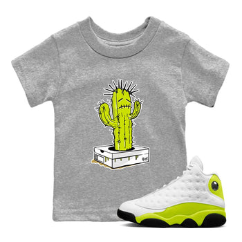 13s Bright Cactus shirts to match jordans Sneaker Box Cactus sneaker match tees AJ 13 Bright Cactus match shoes to clothes SNRT Sneaker Tees Youth Baby Heather Grey 1 tee