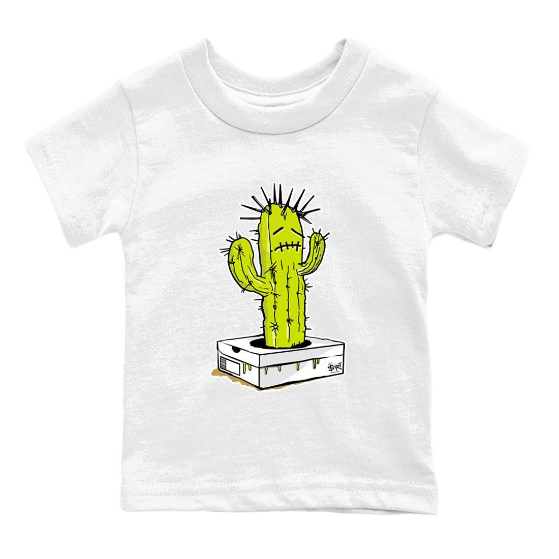 13s Bright Cactus shirts to match jordans Sneaker Box Cactus sneaker match tees AJ 13 Bright Cactus match shoes to clothes SNRT Sneaker Tees Youth Baby White 2 tee