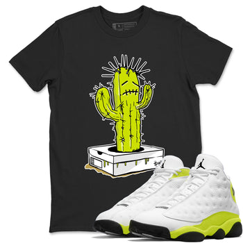 13s Bright Cactus shirts to match jordans Sneaker Box Cactus sneaker match tees AJ 13 Bright Cactus match shoes to clothes SNRT Sneaker Tees unisex cotton Black 1 shirts