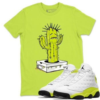 13s Bright Cactus shirts to match jordans Sneaker Box Cactus sneaker match tees AJ 13 Bright Cactus match shoes to clothes SNRT Sneaker Tees unisex cotton Safety Green 1 shirts