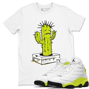 13s Bright Cactus shirts to match jordans Sneaker Box Cactus sneaker match tees AJ 13 Bright Cactus match shoes to clothes SNRT Sneaker Tees unisex cotton White 1 shirts