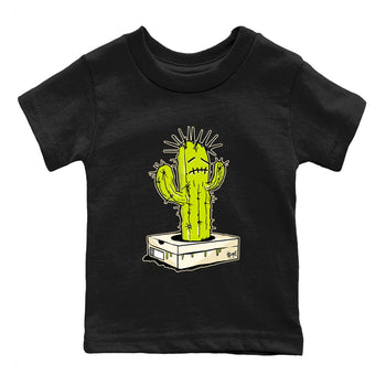 Sneaker Box Cactus baby and kids t-shirt crafted for little sneakerheads to shine with the Jordan Jumpman Jack Travis Scott Bright Cactus sneakers, displayed in Black 2.