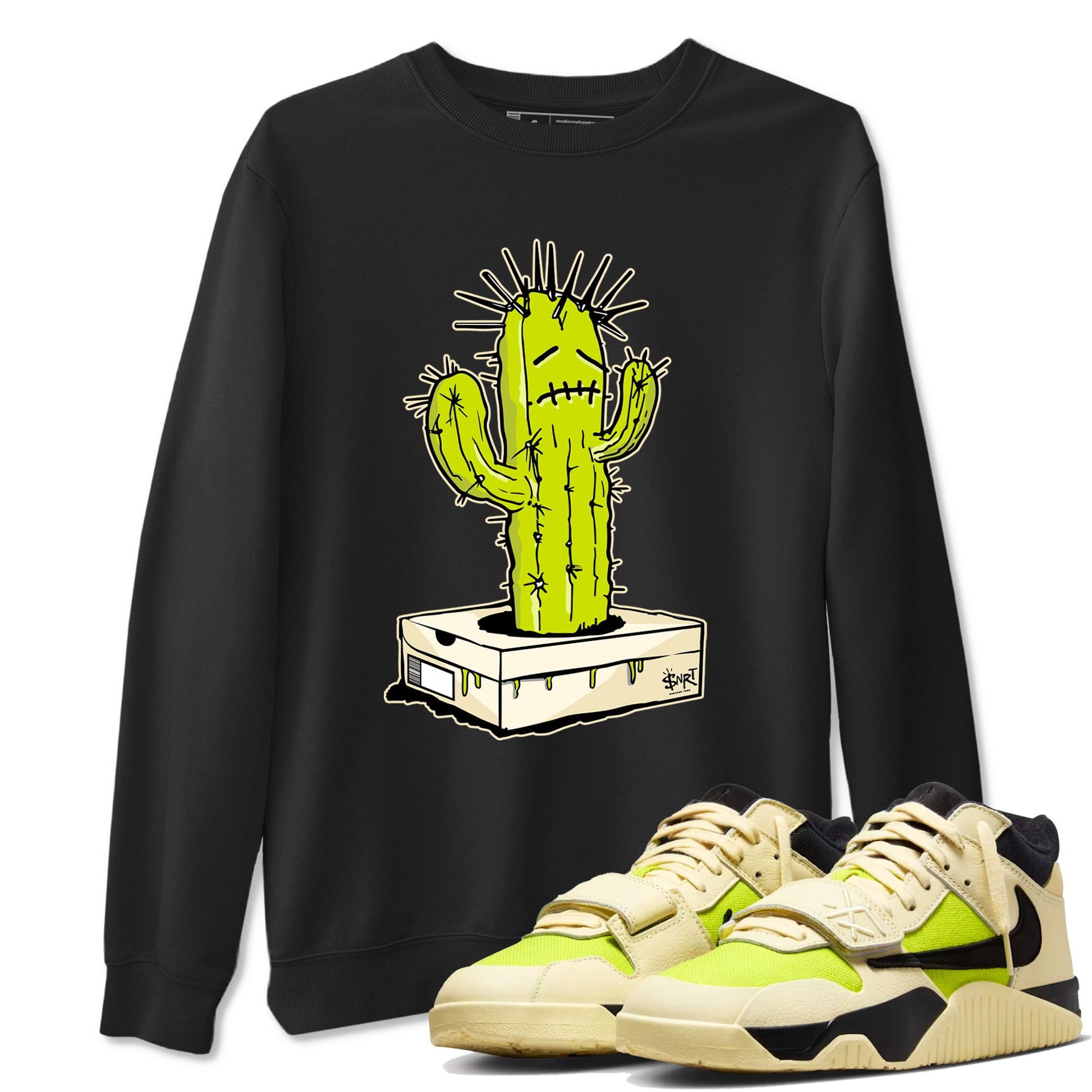 Sneaker Box Cactus sneaker match t-shirt styled to complete your fit with the Jordan Jumpman Jack Travis Scott Bright Cactus sneakers, shown in Black 1.