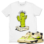 Sneaker Box Cactus sneaker match t-shirt styled to complete your fit with the Jordan Jumpman Jack Travis Scott Bright Cactus sneakers, shown in White 1.