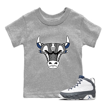 Sneaker match tees – Sneaker Tees To Match Air Jordan 9 Flint Grey Shoes – Sneaker Bull Head Kids T-Shirt Heather Grey 1