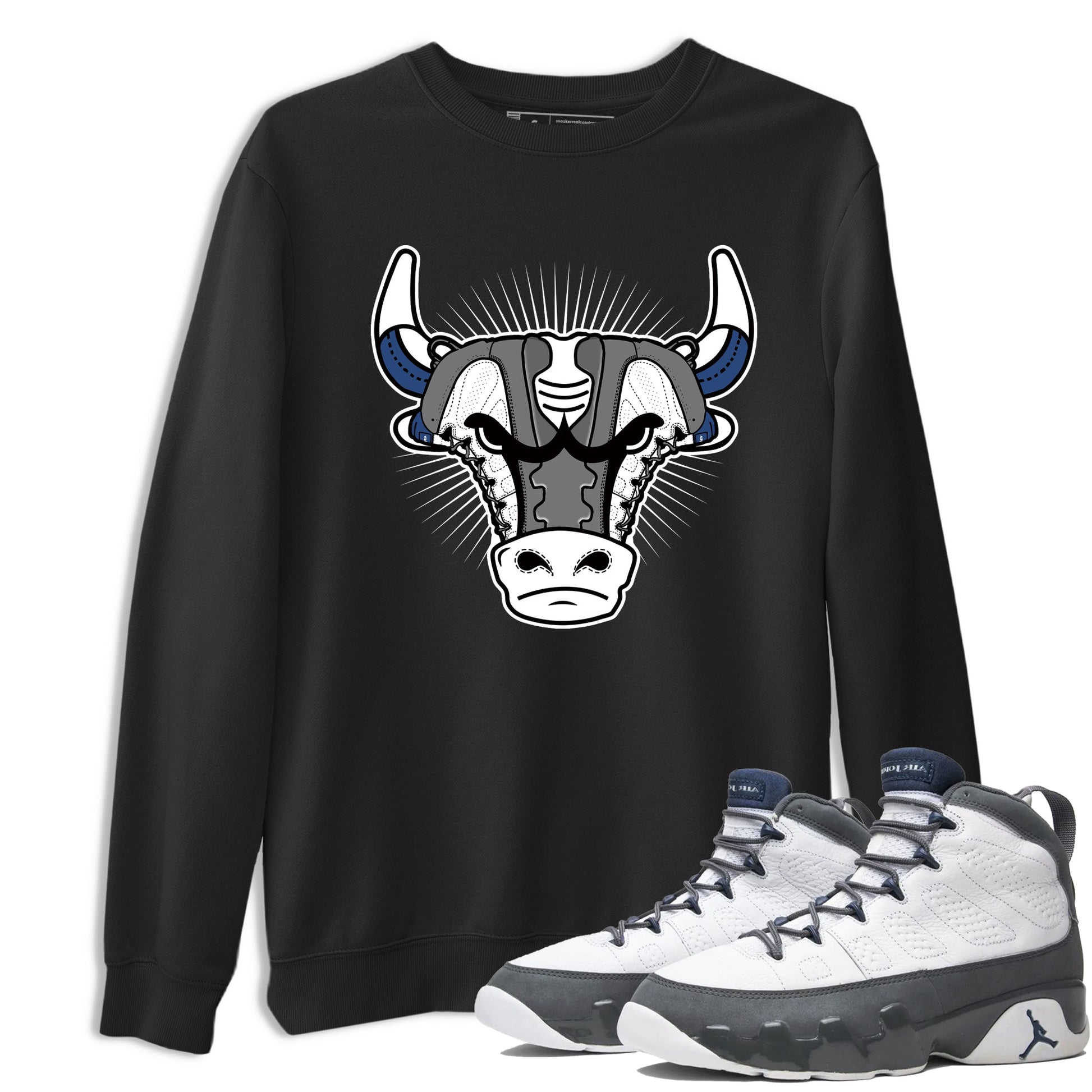 Sneaker match tees – Sneaker Tees To Match Air Jordan 9 Flint Grey Shoes – Sneaker Bull Head Tee Black 1