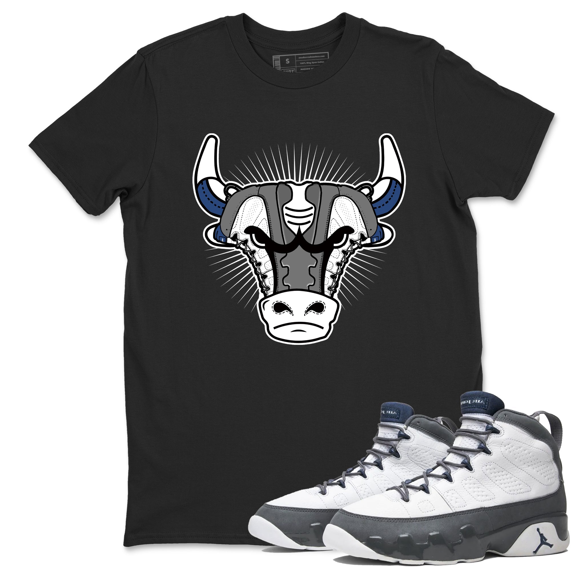 Sneaker match tees – Sneaker Tees To Match Air Jordan 9 Flint Grey Shoes – Sneaker Bull Head Tee Black 1