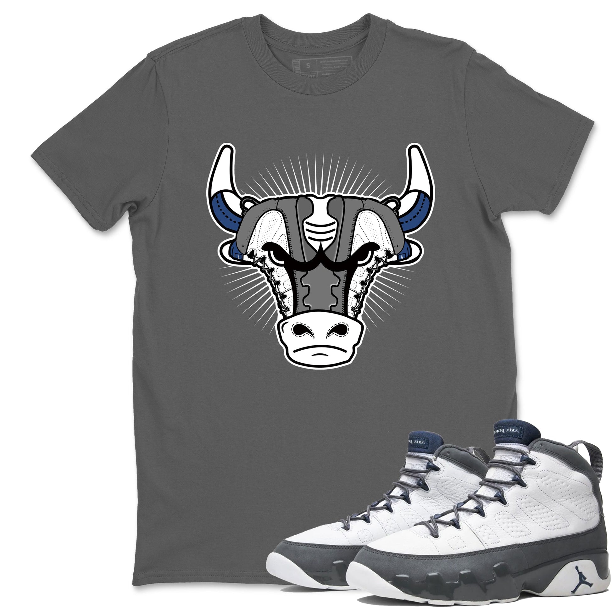 Sneaker match tees – Sneaker Tees To Match Air Jordan 9 Flint Grey Shoes – Sneaker Bull Head Tee Cool Grey 1