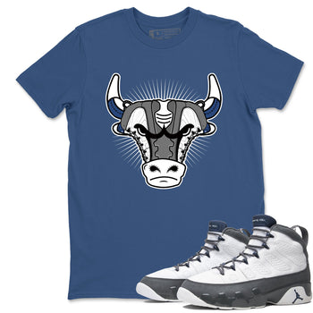 Sneaker match tees – Sneaker Tees To Match Air Jordan 9 Flint Grey Shoes – Sneaker Bull Head Tee Denim Blue 1