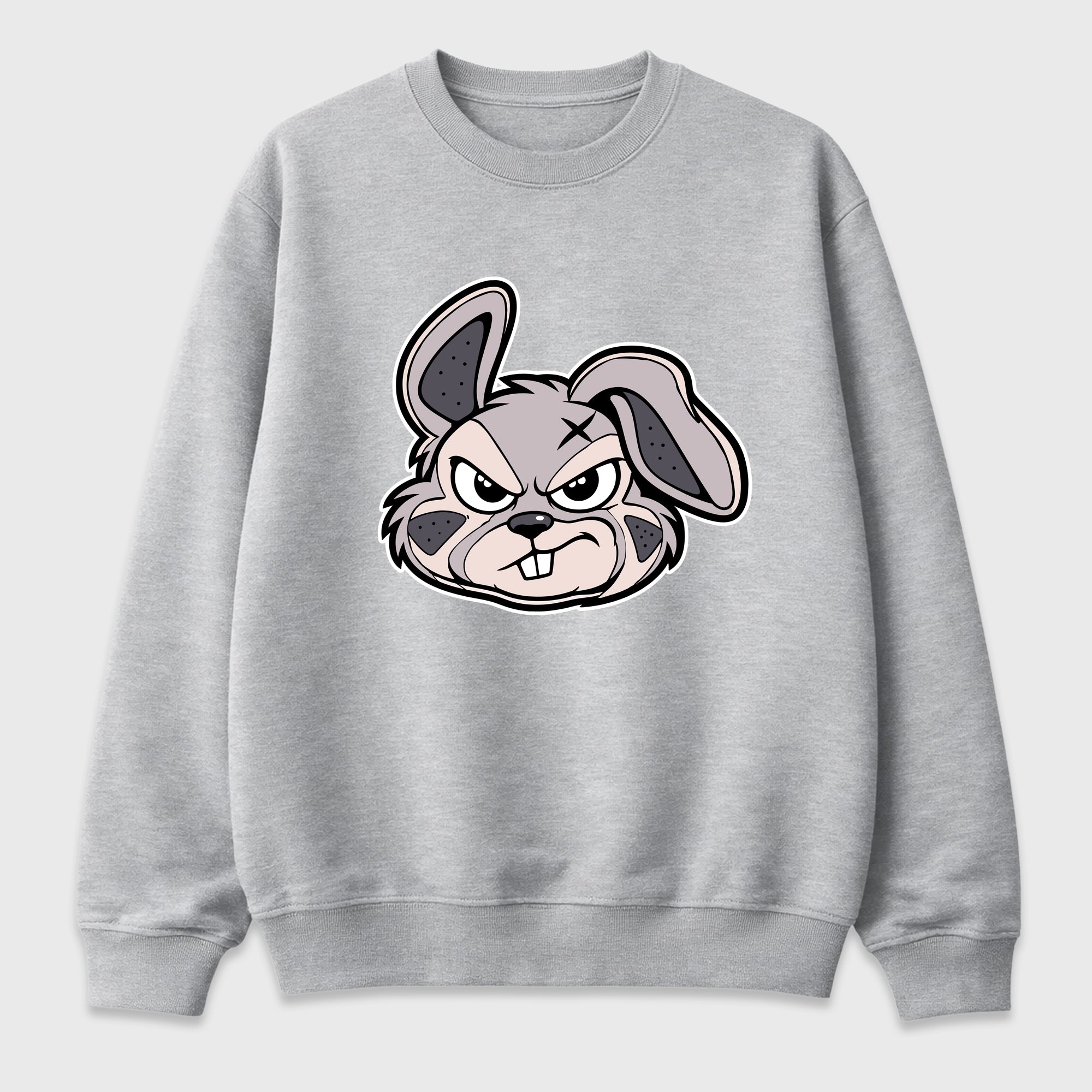 Sneaker Bunny Face Graphic T-Shirt featuring original streetwear artwork designed to match the Badbo 1.0 Chalk White Pink. Heather Grey 2 Graphic Tee.
