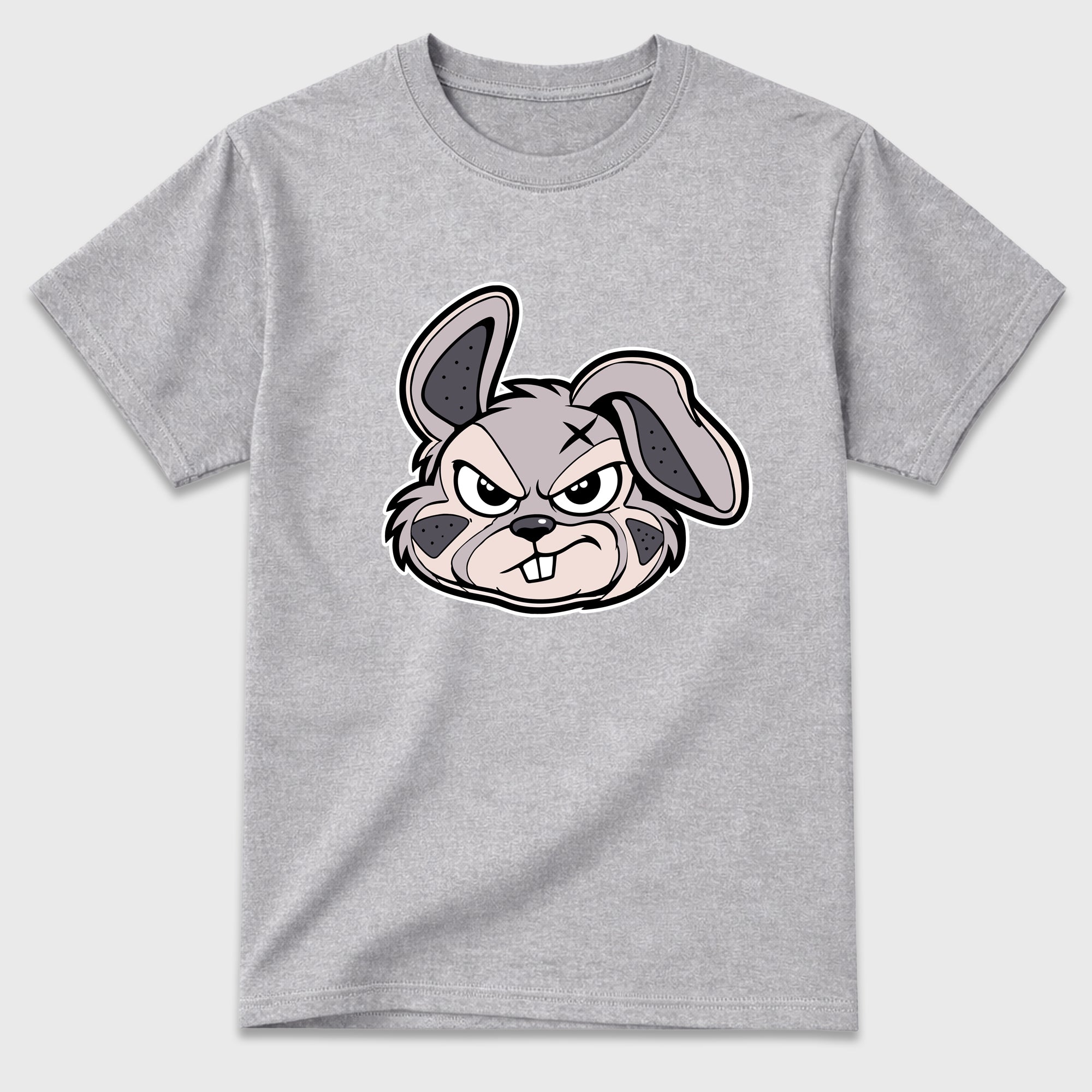 Sneaker Bunny Face Graphic T-Shirt featuring original streetwear artwork designed to match the Badbo 1.0 Chalk White Pink. Heather Grey 2 Graphic T-Shirt.
