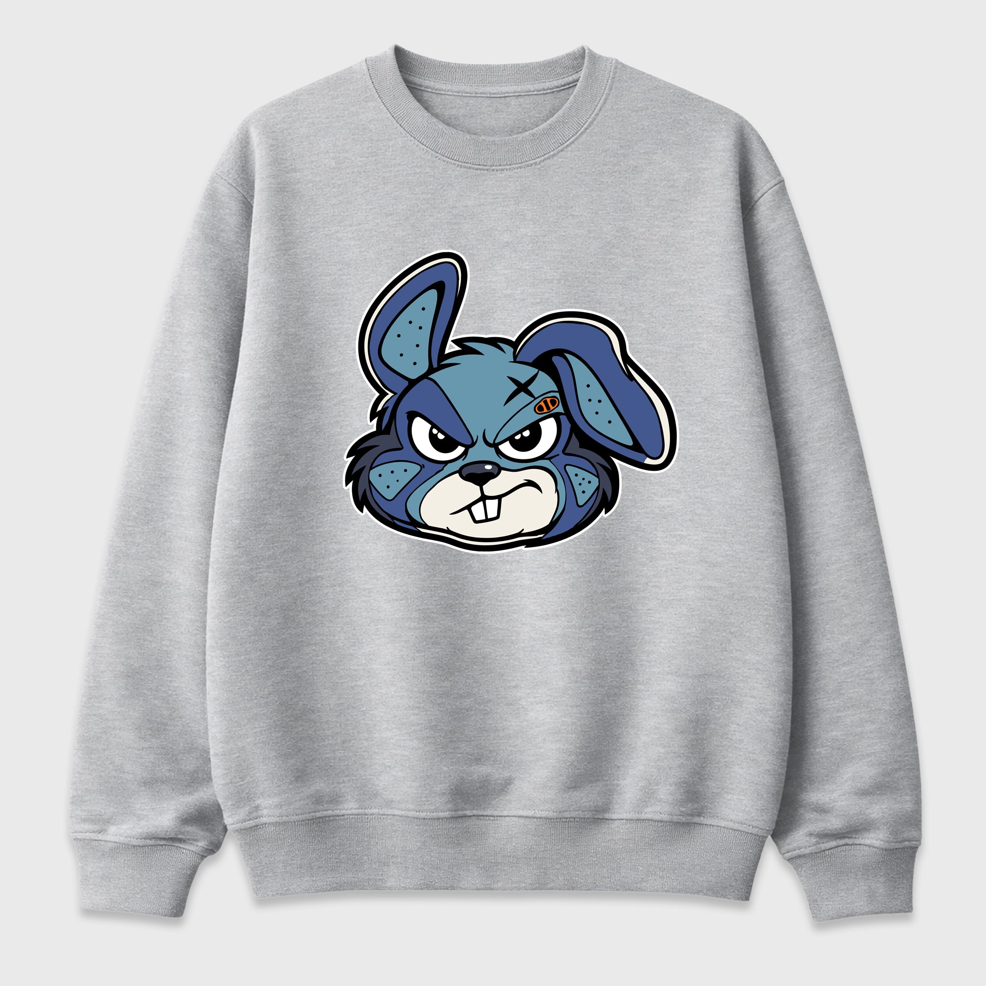 Sneaker Bunny Face Graphic T-Shirt featuring original streetwear artwork designed to match the Badbo 1.0 Night Navy. Heather Grey 2 Graphic Tee.