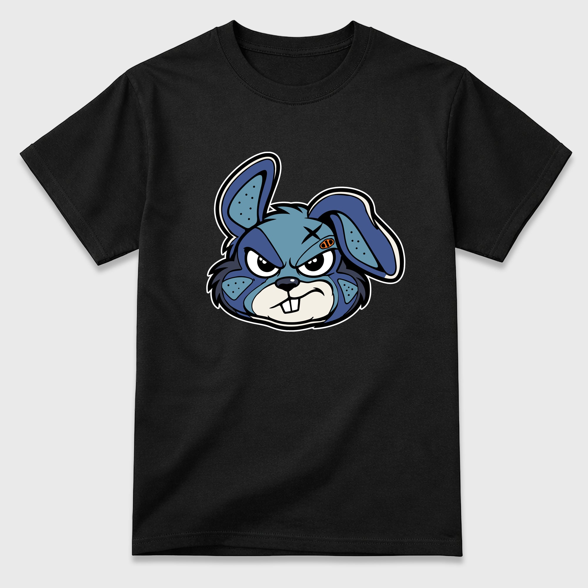 Sneaker Bunny Face Graphic T-Shirt featuring original streetwear artwork designed to match the Badbo 1.0 Night Navy. Black 2 Graphic T-Shirt.