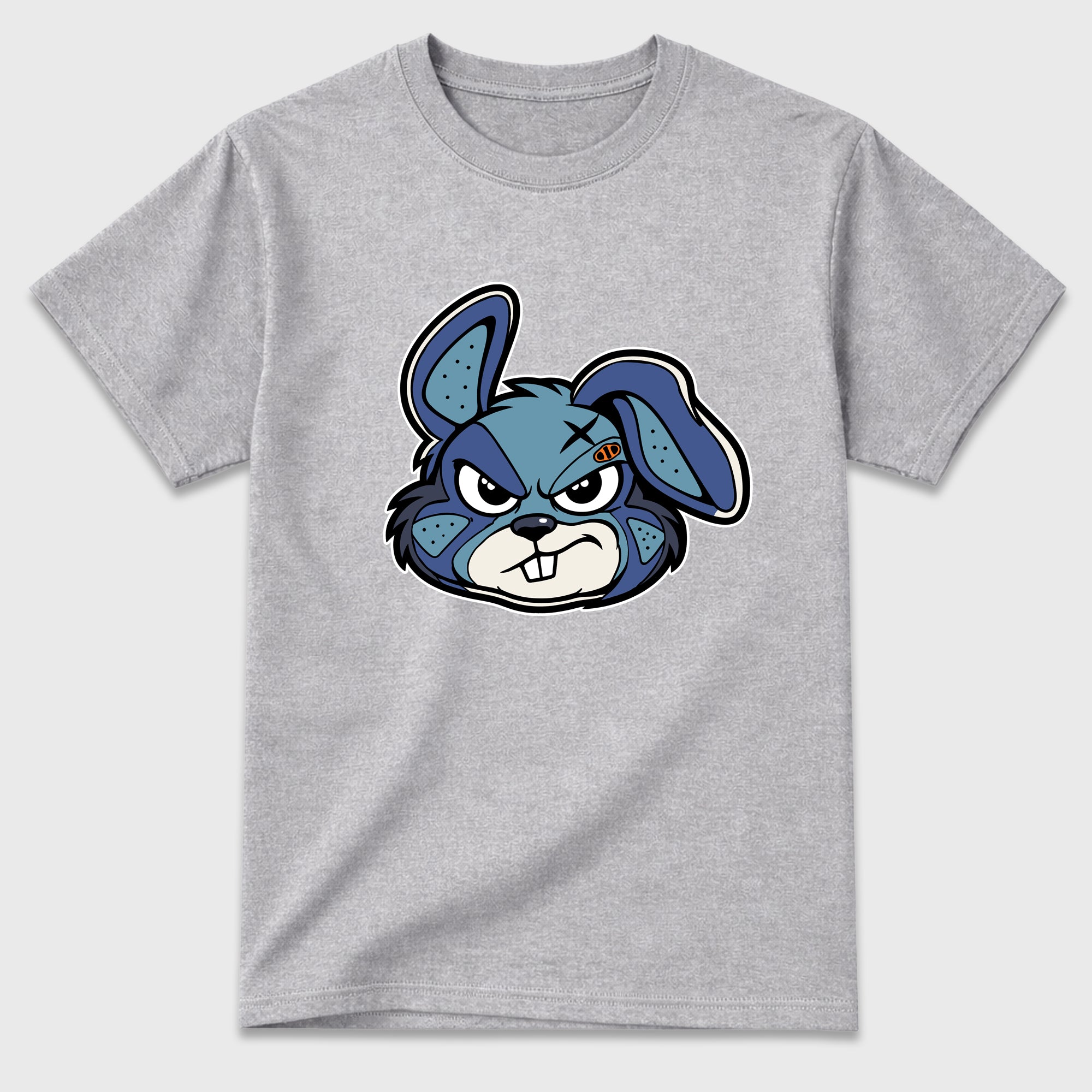 Sneaker Bunny Face Graphic T-Shirt featuring original streetwear artwork designed to match the Badbo 1.0 Night Navy. Heather Grey 2 Graphic T-Shirt.