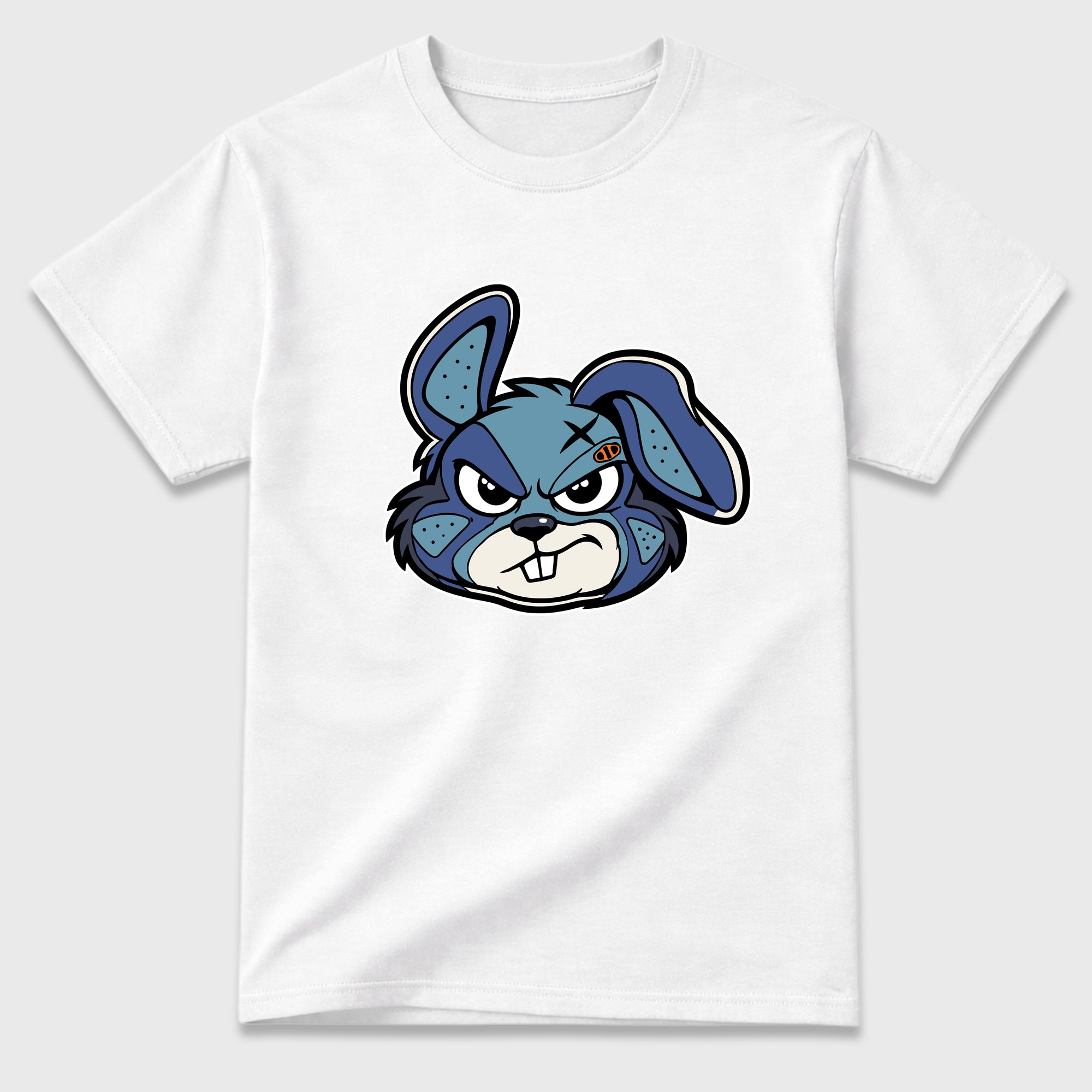 Sneaker Bunny Face Graphic T-Shirt featuring original streetwear artwork designed to match the Badbo 1.0 Night Navy. White 2 Graphic T-Shirt.