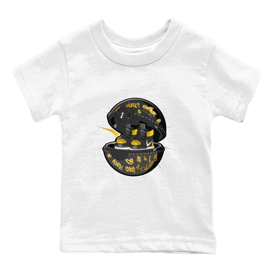 1s Black Metallic Gold shirts to match jordans Sneaker Capsule sneaker match tees Jordan 1 High OG Black and Gold SNRT Sneaker Tees streetwear brand Baby and Youth White 2 cotton tee