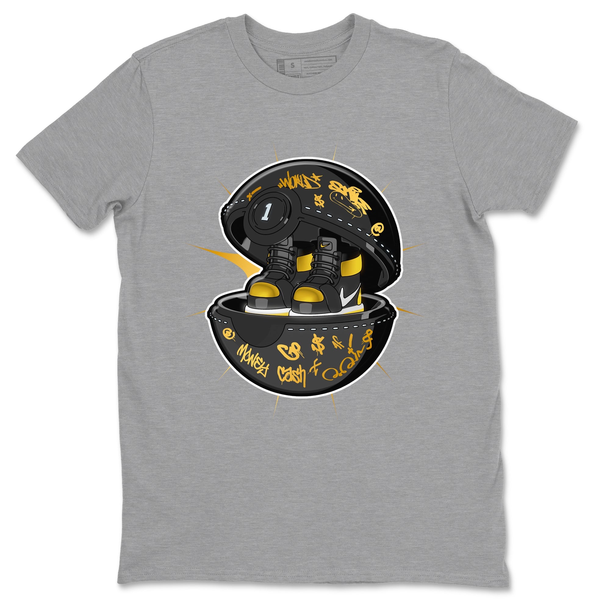 1s Black Metallic Gold shirts to match jordans Sneaker Capsule sneaker match tees Jordan 1 High OG Black and Gold SNRT Sneaker Tees streetwear brand Heather Grey 2 unisex cotton tee