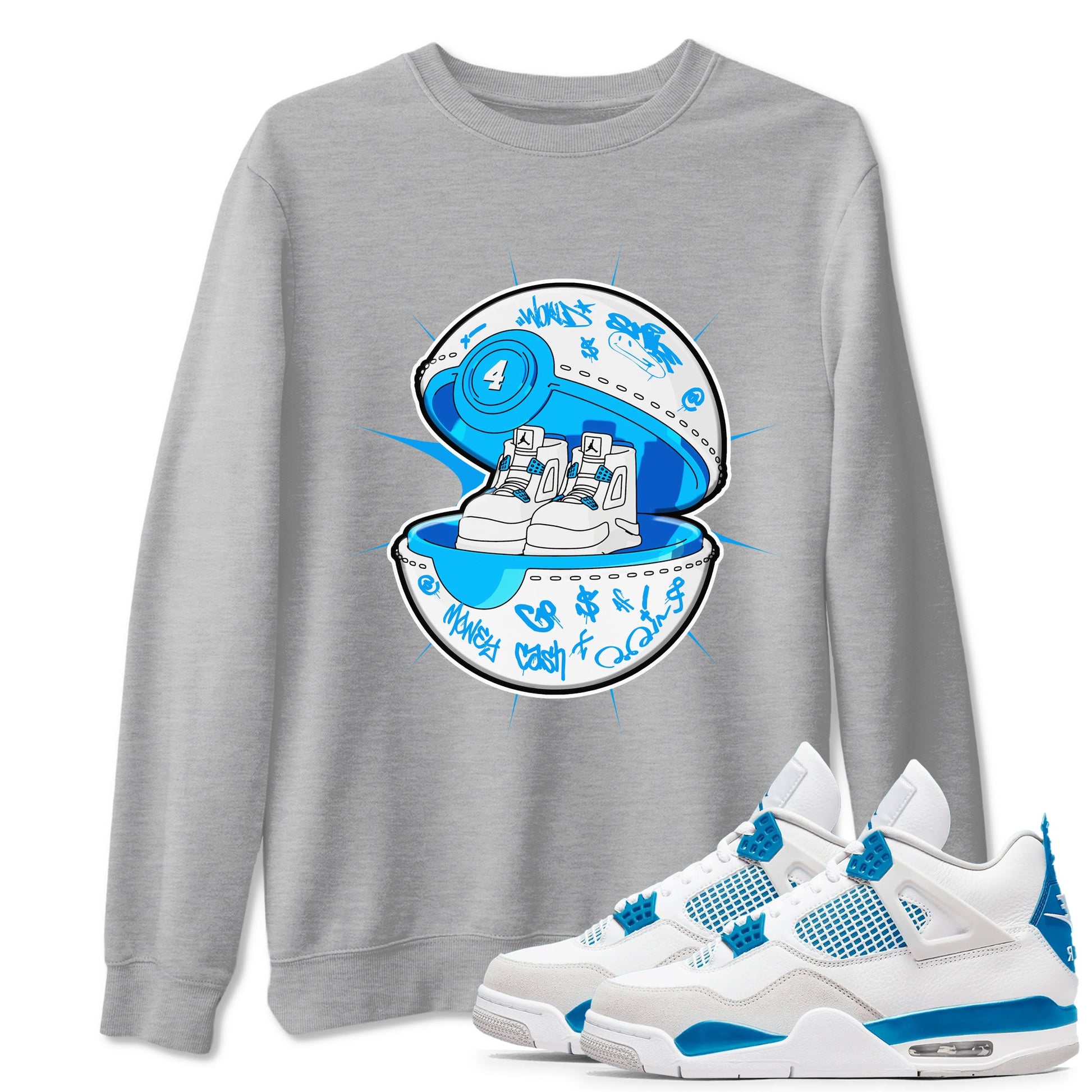 Air Jordan 4 Industrial Blue shirt to match jordans Sneaker Capsule sneaker tees Air Jordan 4 Military Blue SNRT Sneaker Release Tees unisex cotton Heather Grey 1 crew neck shirt