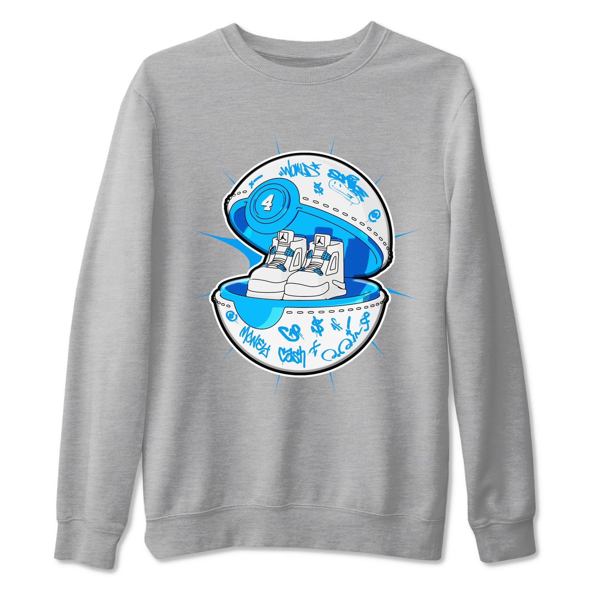 Air Jordan 4 Industrial Blue shirt to match jordans Sneaker Capsule sneaker tees Air Jordan 4 Military Blue SNRT Sneaker Release Tees unisex cotton Heather Grey 2 crew neck shirt