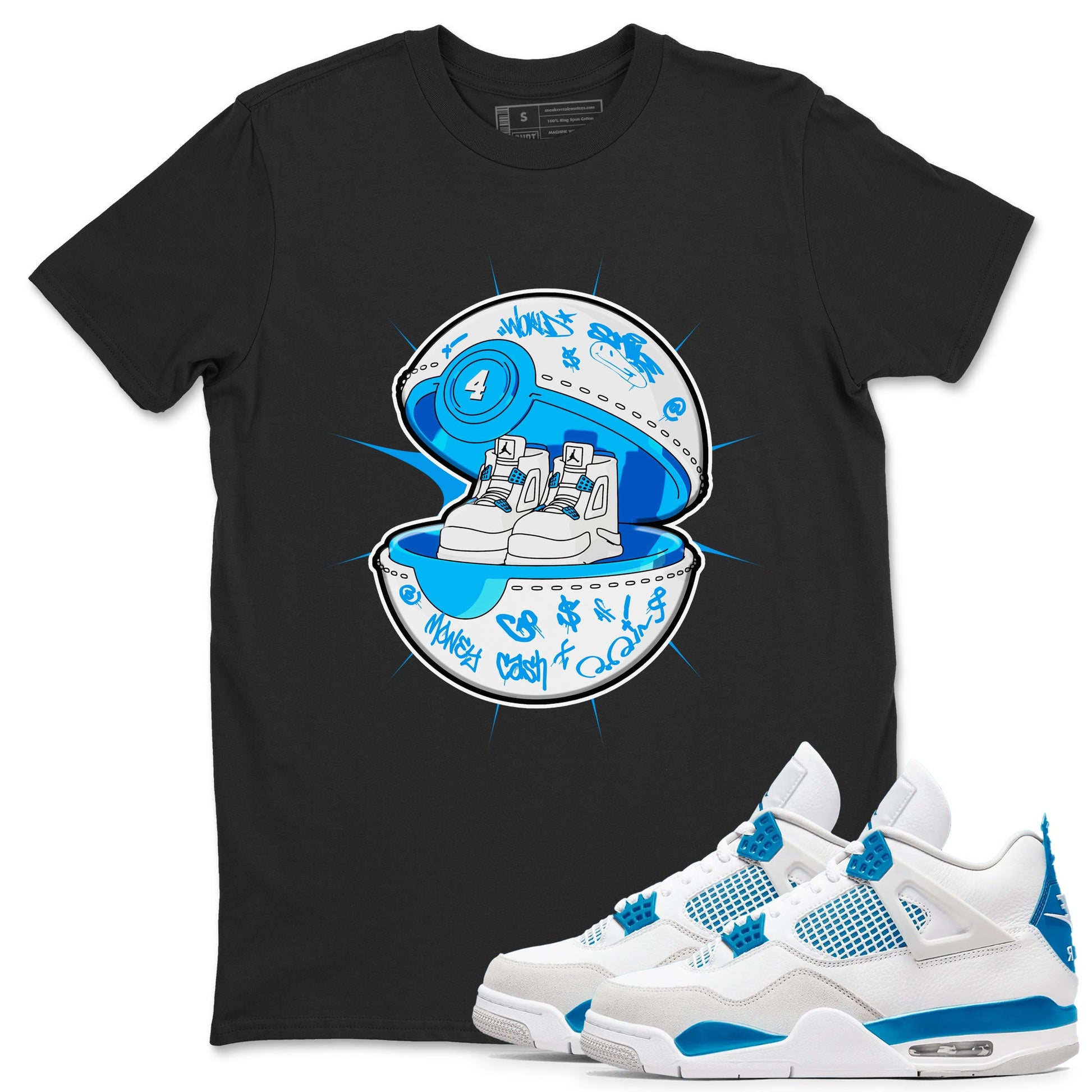 Air Jordan 4 Industrial Blue shirt to match jordans Sneaker Capsule sneaker tees Air Jordan 4 Military Blue SNRT Sneaker Release Tees unisex cotton Black 1 crew neck shirt