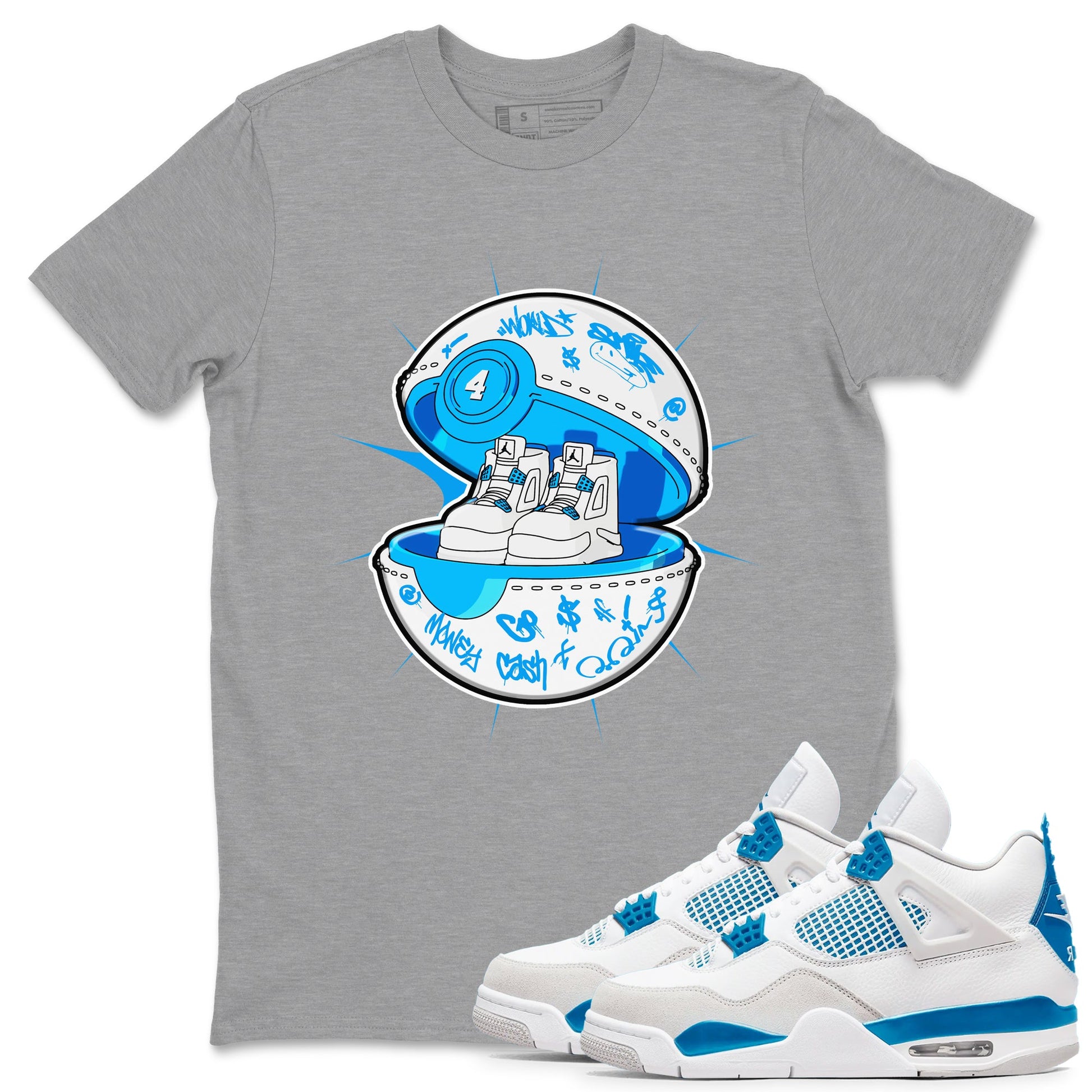 Air Jordan 4 Industrial Blue shirt to match jordans Sneaker Capsule sneaker tees Air Jordan 4 Military Blue SNRT Sneaker Release Tees unisex cotton Heather Grey 1 crew neck shirt