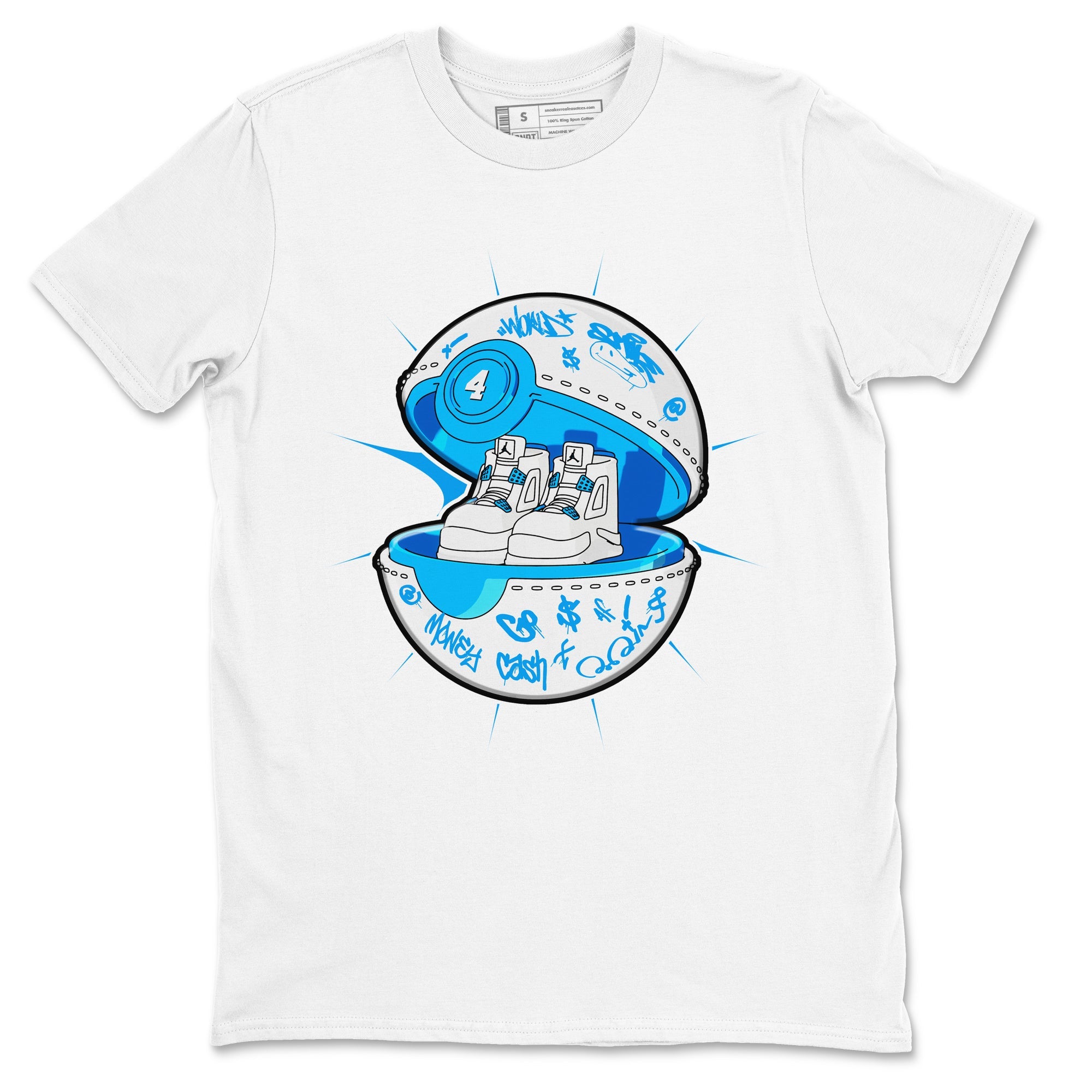 Air Jordan 4 Industrial Blue shirt to match jordans Sneaker Capsule sneaker tees Air Jordan 4 Military Blue SNRT Sneaker Release Tees unisex cotton White 2 crew neck shirt