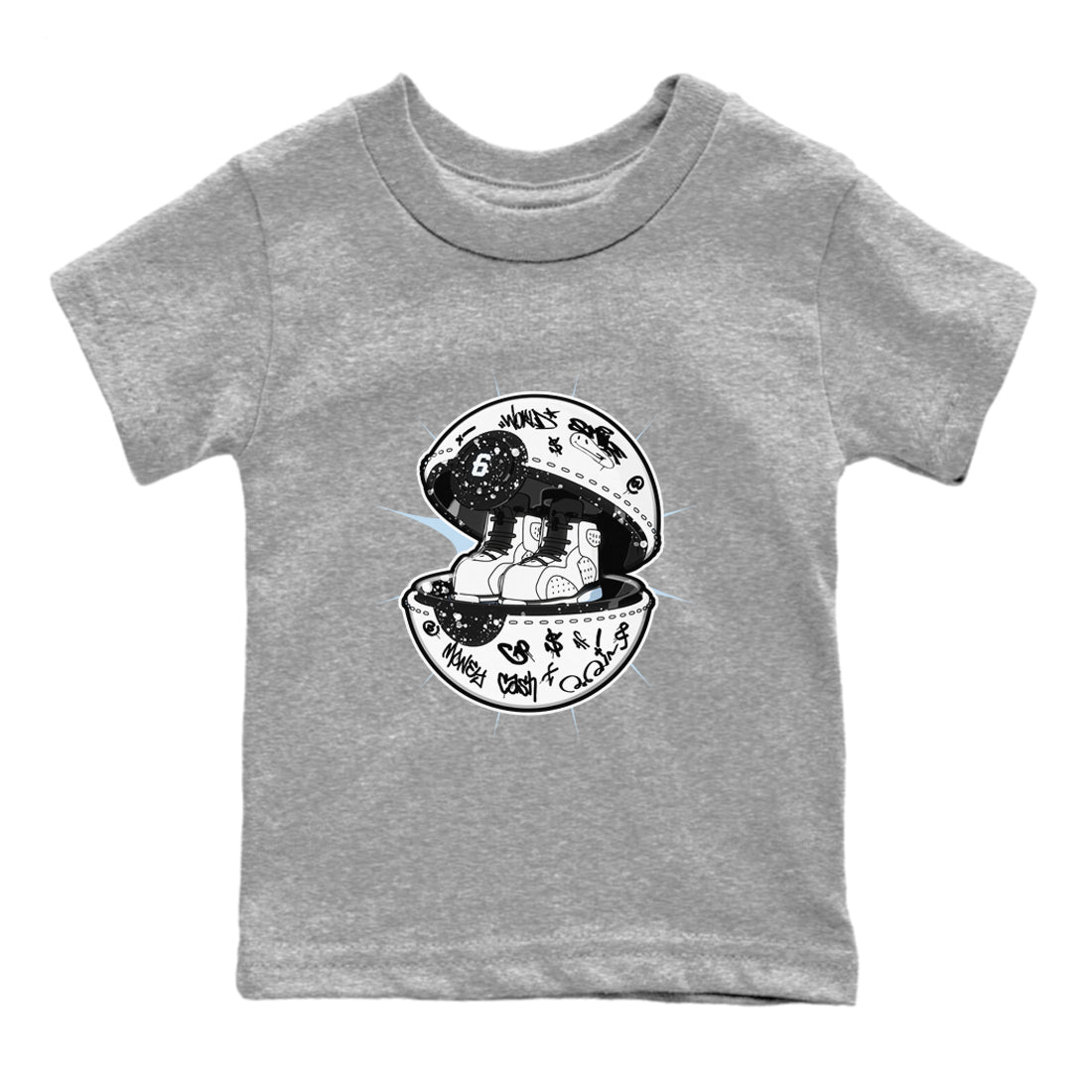 AJ6 White Black shirts to match jordans Sneaker Capsule sneaker match tees Air Jordan 6 White Black SNRT Sneaker Tees streetwear brand Baby and Youth Heather Grey 2 cotton tee