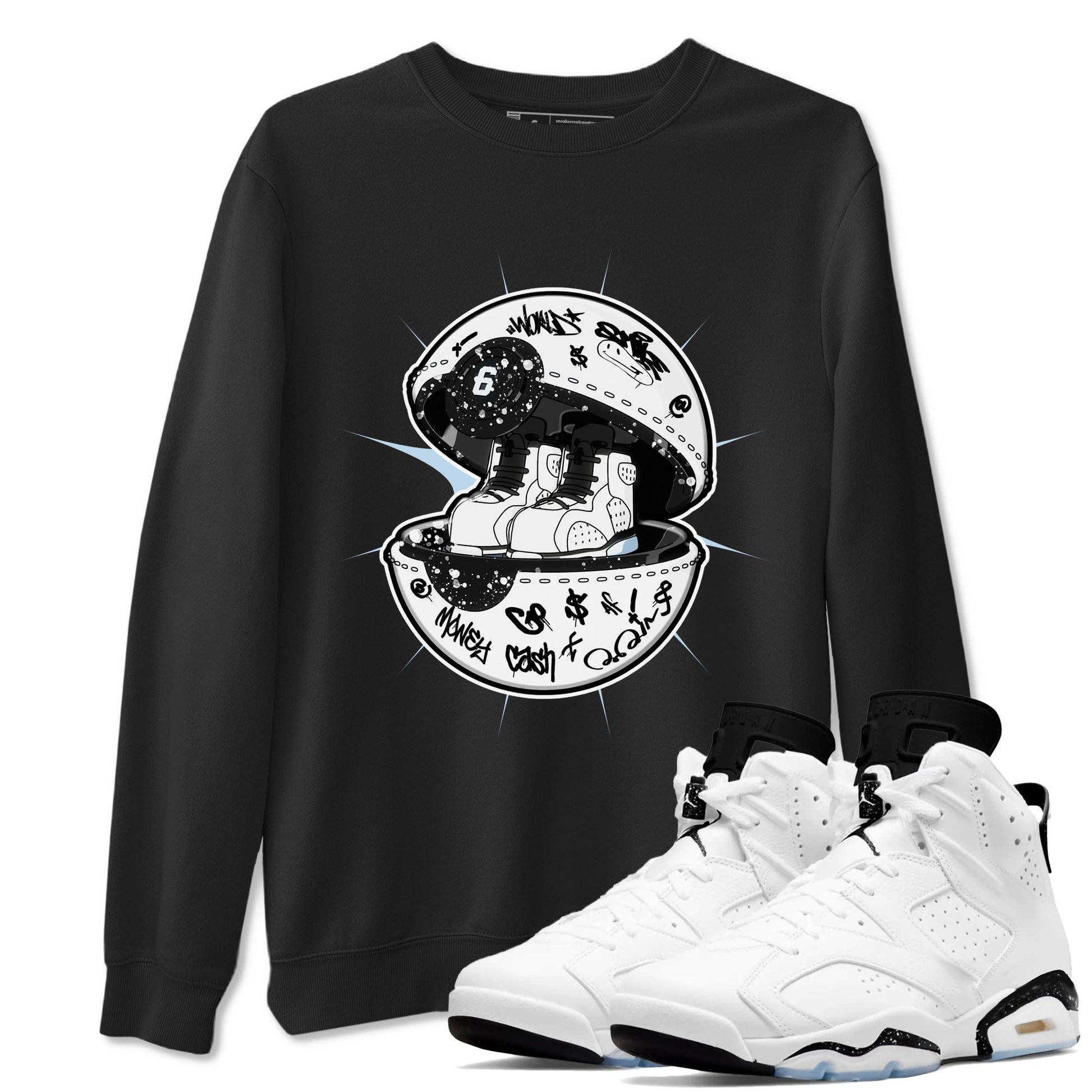 AJ6 White Black shirts to match jordans Sneaker Capsule sneaker match tees Air Jordan 6 White Black SNRT Sneaker Tees streetwear brand Black 1 unisex cotton tee