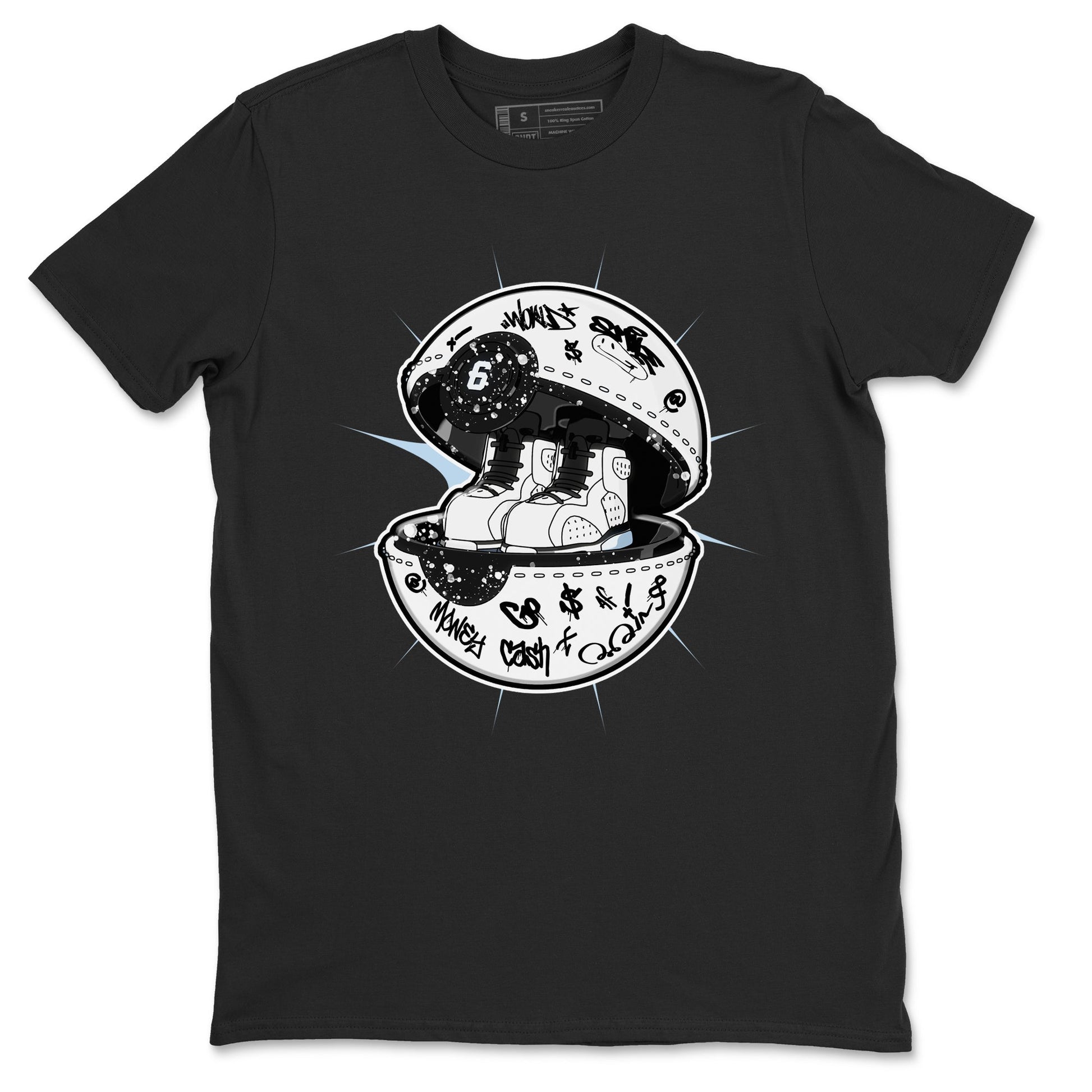 AJ6 White Black shirts to match jordans Sneaker Capsule sneaker match tees Air Jordan 6 White Black SNRT Sneaker Tees streetwear brand Black 2 unisex cotton tee