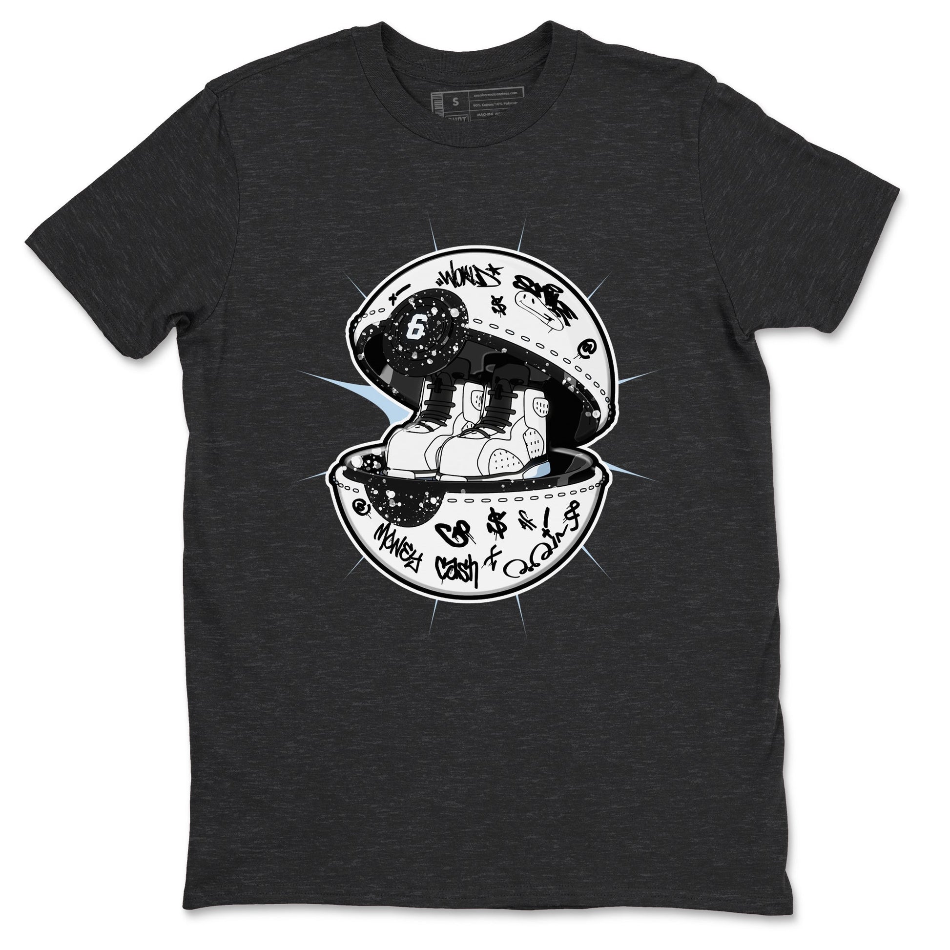 AJ6 White Black shirts to match jordans Sneaker Capsule sneaker match tees Air Jordan 6 White Black SNRT Sneaker Tees streetwear brand Charcoal Heather 2 unisex cotton tee